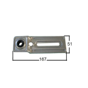 Piastra per supporto a telaio gambo da mm. 35/46, cuscinetto pvc integr.
