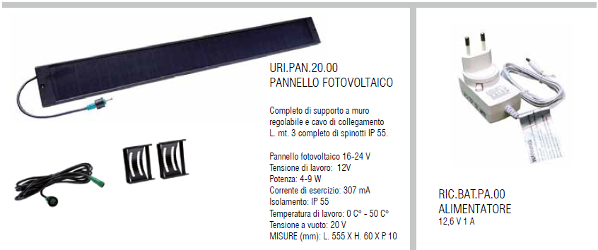 Motoriduttore Modello CBF Solare Pannello fotovoltaico e alimentatore