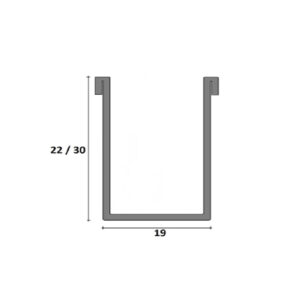 Guida in acciaio zincato 22x19 / 30x19 con bordi risvoltati