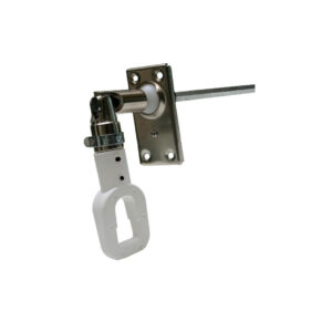 Snodo a 45° c/occh. placca acciaio inox a 4 fori astina L 250 mm. - e mm.7