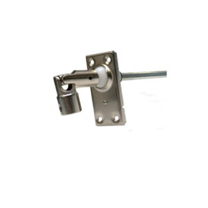 Snodo a 45° placca acciaio inox a 4 fori astina L 250 mm. - e mm.7